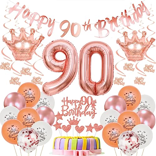 90 Jahr Geburtstag Frauen Deko 90. Geburtstag Frauen Rosegold Tortendeko 90 Geburtstag Frauen Rosegold Luftballon 90 Jahr Frauen 90 Geburtstagsdeko Rosegold 90 Geburtstag Dekoration von Ohaoduo