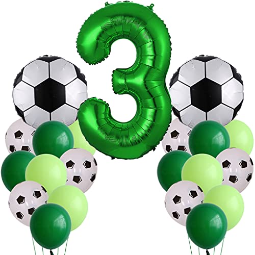 Fußball Geburtstagsdeko 3. Jahr - Luftballon und Deko Set für Kinder Fussball Party - Junge 3. Geburtstag von Ohaoduo