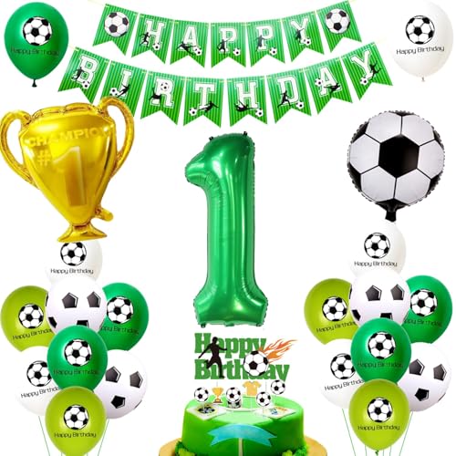 Fußball Luftballon 1 Geburtstag Deko Grün 1 jahre Junge Geburtstagsdeko 1 Jung Ballon 1. Geburtstag Fußball Kuchendeko 1 Geburtstag Junge Cake Topper 1 Kindergeburtstag Fußball Party Deko von Ohaoduo