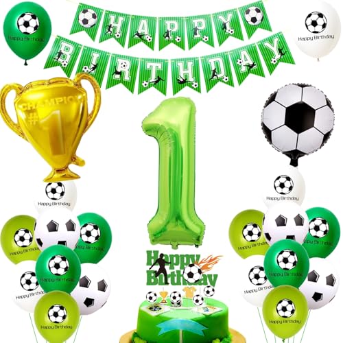 Fussball Luftballon 1. Geburtstag Grün Ballon 1 Geburtstag Junge Cake Topper Fußball Geburtstagsdeko 1 Jahre Kindergeburtstag Party Deko 1. Geburtstags Junge Kuchendeko 1 geburtstag Junge von Ohaoduo