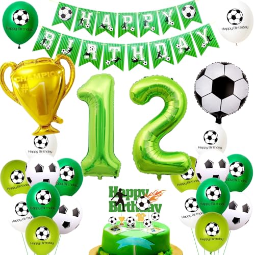 Fussball Luftballon 12. Geburtstag Grün Ballon 12 Geburtstag Junge Cake Topper Fußball Geburtstagsdeko 12 Jahre Kindergeburtstag Party Deko 12. Geburtstags Junge Kuchendeko 12 geburtstag Junge von Ohaoduo