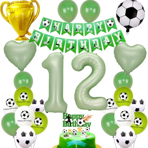 Fussball Luftballon 12. Geburtstag Grün Helium Ballon 12 Geburtstag Junge Cake Topper Fußball Geburtstagsdeko 12 Jahre Kindergeburtstag 12 Party Deko 12 Geburtstag Junge Fußball Kuchendeko 12 jahre von Ohaoduo