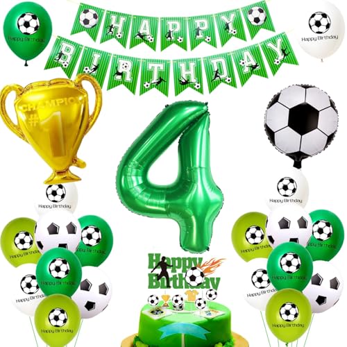 Fußball Luftballon 4 Geburtstag Deko Grün 4 jahre Junge Geburtstagsdeko 4 Jung Ballon 4. Geburtstag Fußball Kuchendeko 4 Geburtstag Junge Cake Topper 4 Kindergeburtstag Fußball Party Deko von Ohaoduo