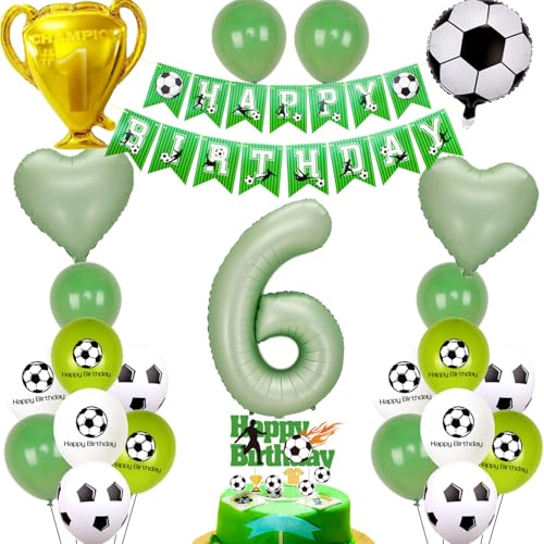 Fussball Luftballon 6. Geburtstag Grün Helium Ballon 6 Geburtstag Jung Cake Topper Fußball Geburtstagsdeko 6 Jahr Kindergeburtstag 6 Party Deko 6 Geburtstag Jung Fußball Kuchendeko 6 jahr von Ohaoduo
