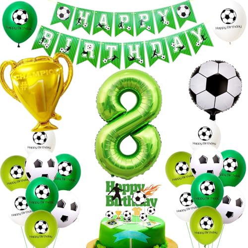 Fussball Luftballon 8. Geburtstag Grün Ballon 8 Geburtstag Junge Cake Topper Fußball Geburtstagsdeko 8 Jahre Kindergeburtstag Party Deko 8. Geburtstags Junge Kuchendeko 8 geburtstag Junge von Ohaoduo