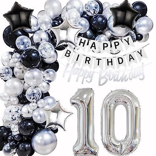 Geburtstagsdeko 10 Jahre Junge, 10 Geburtstag Deko Silber Schwarz, Ballon Girlande Deko 10 Geburtstag, Junge Mädchen Geburtstagsdeko 10 Luftballon, Silber Schwarz 10 Jahr Luftballon Girlande Geburtstagsdeko 10 Jahre Junge, 10 Geburtstag Deko Silber Schwarz, Ballon Girlande Deko 10 Geburtstag, Junge Mädchen Geburtstagsdeko 10 Luftballon, Silber Schwarz 10 Jahr Luftballon Girlande von Ohaoduo
