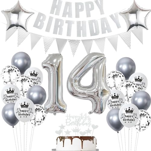 Geburtstagsdeko 14 Jahr Silber,Luftballon 14. Geburtstag Silber,Ballon 14. Geburtstag Silber,14 Geburtstag Party Mädchen Jungen,14 Luftballons Silber, 14 Jahr Ballon Silber 14 Jahr Tortendeko Geburtstagsdeko 14 Jahr Silber,Luftballon 14. Geburtstag Silber,Ballon 14. Geburtstag Silber,14 Geburtstag Party Mädchen Jungen,14 Luftballons Silber, 14 Jahr Ballon Silber 14 Jahr Tortendeko von Ohaoduo