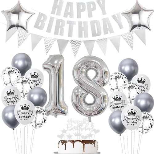 Geburtstagsdeko 18 Jahr Silber,Luftballon 18. Geburtstag Silber,Ballon 18. Geburtstag Silber,18 Geburtstag Party Mädchen Jungen,18 Luftballons Silber, 18 Jahr Ballon Silber 18 Jahr Tortendeko Geburtstagsdeko 18 Jahr Silber,Luftballon 18. Geburtstag Silber,Ballon 18. Geburtstag Silber,18 Geburtstag Party Mädchen Jungen,18 Luftballons Silber, 18 Jahr Ballon Silber 18 Jahr Tortendeko von Ohaoduo