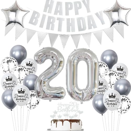 Geburtstagsdeko 20 Jahr Silber,Luftballon 20. Geburtstag Silber,Ballon 20. Geburtstag Silber,20 Geburtstag Party Mädchen Jungen,20 Luftballons Silber, 20 Jahr Ballon Silber 20 Jahr Tortendeko Geburtstagsdeko 20 Jahr Silber,Luftballon 20. Geburtstag Silber,Ballon 20. Geburtstag Silber,20 Geburtstag Party Mädchen Jungen,20 Luftballons Silber, 20 Jahr Ballon Silber 20 Jahr Tortendeko von Ohaoduo