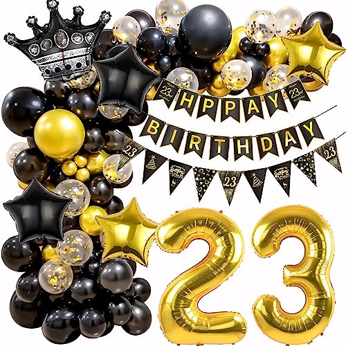 Geburtstagsdeko 23. Geburtstag Frau Mann, 23 Geburtstag Deko, 23. Geburtstag Schwarz Gold Luftballons, 23 Jahr Ballon Girlande Schwarz Gold, 23 Jahr Geburtstagdeko,23 Geburtstag Luftballons von Ohaoduo