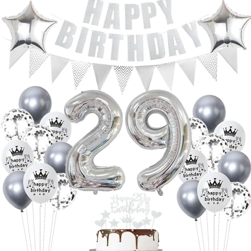 Geburtstagsdeko 29 Jahr Silber,Luftballon 29. Geburtstag Silber,Ballon 29. Geburtstag Silber,29 Party Mädchen Jungen,29 Luftballons Silber, 29 Jahr Ballon 29 Tortendeko Geburtstagsdeko 29 Jahr Silber,Luftballon 29. Geburtstag Silber,Ballon 29. Geburtstag Silber,29 Party Mädchen Jungen,29 Luftballons Silber, 29 Jahr Ballon 29 Tortendeko von Ohaoduo