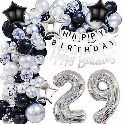 Geburtstagsdeko 29 Jahre Männer, 29 Geburtstag Deko Silber Schwarz, Ballon Girlande Deko 29 Geburtstag, Männer Frau Geburtstagsdeko 29 Luftballon, Silber Schwarz 29 Jahr Luftballon Girlande Geburtstagsdeko 29 Jahre Männer, 29 Geburtstag Deko Silber Schwarz, Ballon Girlande Deko 29 Geburtstag, Männer Frau Geburtstagsdeko 29 Luftballon, Silber Schwarz 29 Jahr Luftballon Girlande von Ohaoduo