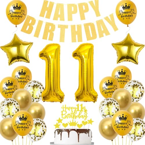 Gold Luftballon 11. Geburtstag,Gold 11 Jahre Geburtstag Party Dekoration,11. Geburtstagsdeko Jungen Ballon,Deko 11. Junge Mädchen,Tortendeko 11 Jahre ,Ballon 11 Jahre von Ohaoduo
