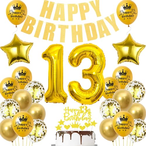 Gold Luftballon 13. Geburtstag,Gold 13 Jahre Geburtstag Party Dekoration,13. Geburtstagsdeko Jungen Ballon,Deko 13. Geburtstag Junge Mädchen,Tortendeko 13 Jahre Geburtstag Gold,Ballon 13 Jahre Gold Luftballon 13. Geburtstag,Gold 13 Jahre Geburtstag Party Dekoration,13. Geburtstagsdeko Jungen Ballon,Deko 13. Geburtstag Junge Mädchen,Tortendeko 13 Jahre Geburtstag Gold,Ballon 13 Jahre von Ohaoduo