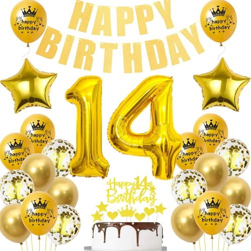 Gold Luftballon 14. Geburtstag,Gold 14 Jahre Geburtstag Party Dekoration,14. Geburtstagsdeko Jungen Ballon,Deko 14. Geburtstag Junge Mädchen,Tortendeko 14 Jahre Geburtstag Gold,Ballon 14 Jahre Gold Luftballon 14. Geburtstag,Gold 14 Jahre Geburtstag Party Dekoration,14. Geburtstagsdeko Jungen Ballon,Deko 14. Geburtstag Junge Mädchen,Tortendeko 14 Jahre Geburtstag Gold,Ballon 14 Jahre von Ohaoduo
