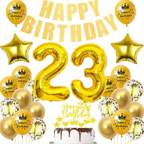 Gold Luftballon 23. Geburtstag,Gold 23 Jahre Geburtstag Party Dekoration,23. Geburtstagsdeko Mann Ballon,Deko 23. Geburtstag Junge Frau,Tortendeko 23 Jahre Geburtstag Gold,Ballon 23 Jahre von Ohaoduo