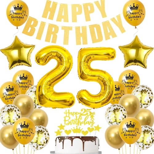Gold Luftballon 25. Geburtstag,Gold 25 Jahre Geburtstag Party Dekoration,25. Geburtstagsdeko Mann Ballon,Deko 25. Geburtstag Junge Frau,Tortendeko 25 Jahre Geburtstag Gold,Ballon 25 Jahre Gold Luftballon 25. Geburtstag,Gold 25 Jahre Geburtstag Party Dekoration,25. Geburtstagsdeko Mann Ballon,Deko 25. Geburtstag Junge Frau,Tortendeko 25 Jahre Geburtstag Gold,Ballon 25 Jahre von Ohaoduo