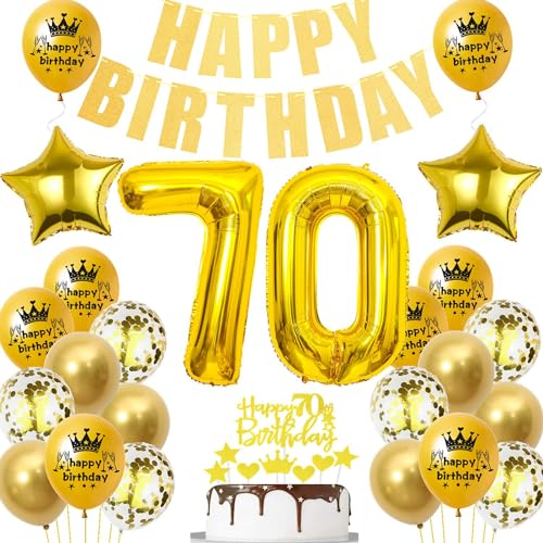Gold Luftballon 70. Geburtstag,Gold 70 Jahre Geburtstag Party Dekoration,70. Geburtstagsdeko Mann Ballon,Deko 70. Geburtstag Junge Frau,Tortendeko 70 Jahre Geburtstag Gold,Ballon 70 Jahre von Ohaoduo