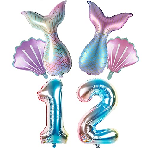 Großes Meerjungfrau Luftballons 12 Jahre geburtstag Deko Mädchen Set 12 Jahre Kindergeburtstag Deko Meerjungfrau Folienballon 12. Geburtstag dekoration Mädchen ballons 12 Geburtstag Deko Mädchen (12) von Ohaoduo