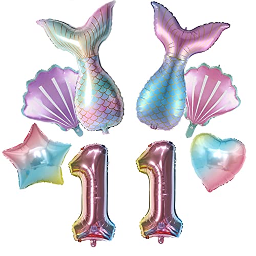 Großes Meerjungfrau ballons Geburtstag Deko 11 Jahre Mädchen, Meerjungfrauen Luftballons 11 Jahre geburtstag dekoration 11.Geburtstagsdeko Mädchen Meerjungfrau Folienballon 11 Geburtstag Deko(11) von Ohaoduo