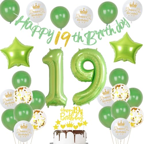 Grün 19. Geburtstag Dekoration Mädchen,Grün Tortendeko Geburtstag 19 Jahre Junge,19 Geburtstag Mädchen Junge Party Deko,Tortendeko 19. Geburtstag Junge Mädchen,Geburtstagsdeko 19 Jahre Junge Grün 19. Geburtstag Dekoration Mädchen,Grün Tortendeko Geburtstag 19 Jahre Junge,19 Geburtstag Mädchen Junge Party Deko,Tortendeko 19. Geburtstag Junge Mädchen,Geburtstagsdeko 19 Jahre Junge von Ohaoduo