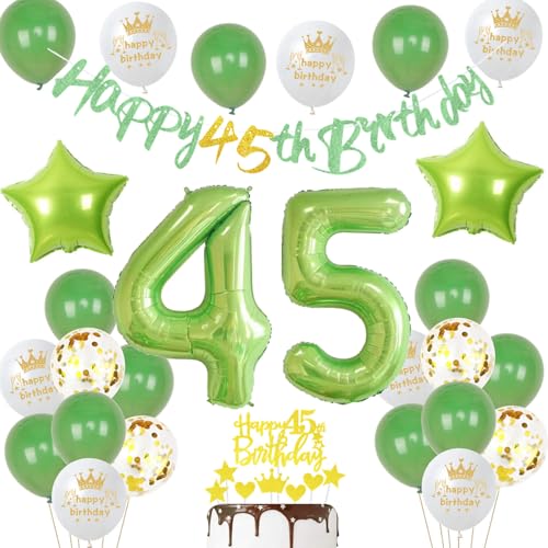 Grün 45. Geburtstag Dekoration frau ,Grün Tortendeko Geburtstag 45 Jahre mann,45 Geburtstag frauen mann Party Deko,Tortendeko 45. Geburtstag Männer frauen,Geburtstagsdeko 45 Jahre mann von Ohaoduo