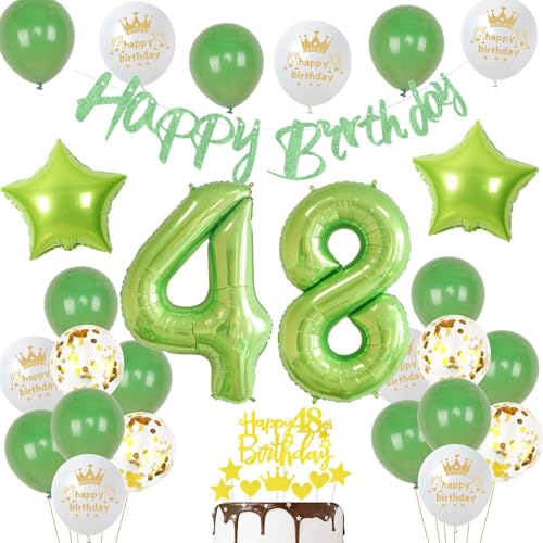 Grün 48. Geburtstag Dekoration frau ,Grün Tortendeko Geburtstag 48 Jahre mann,48 frauen mann Party Deko,Tortendeko 48. Männer frauen,Geburtstagsdeko 48 Jahre von Ohaoduo
