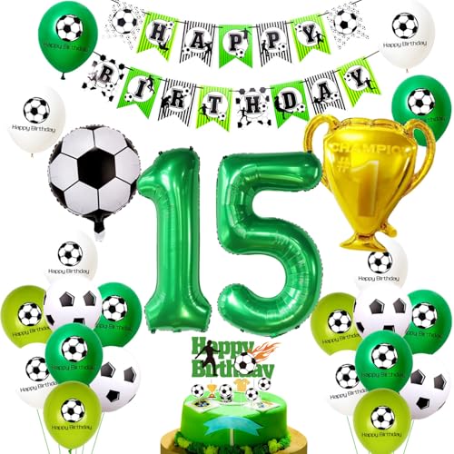 Grün Fussball Luftballon 15. Geburtstag ballon 15 Jahre Junge Fußball Geburtstagsdeko 15 Jahre Kindergeburtstag Deko Luftballon 15 Junge 15. Geburtstagsdeko Fußball 15 Geburtstag Deko von Ohaoduo
