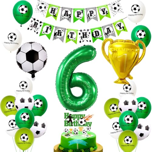 Grün Fussball Luftballon 6. Geburtstag ballon 6 Jahre Junge Fußball Geburtstagsdeko 6 Jahre Kindergeburtstag Deko Luftballon 6 Geburtstag Junge 6. Geburtstagsdeko Fußball 6 Deko von Ohaoduo