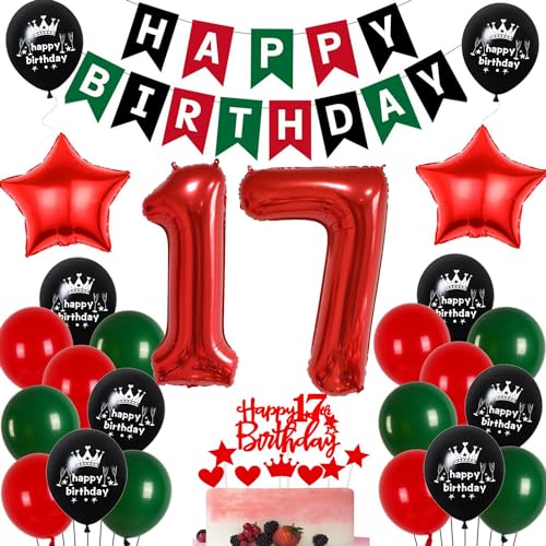 Ohaoduo 17. Geburtstag Ballon Set: 30 Stück, Rot, Grün, Schwarz; Partydeko; Jugendliche; 17. Geburtstag; Unisex Ohaoduo 17. Geburtstag Ballon Set: 30 Stück, Rot, Grün, Schwarz; Partydeko; Jugendliche; 17. Geburtstag; Unisex von Ohaoduo