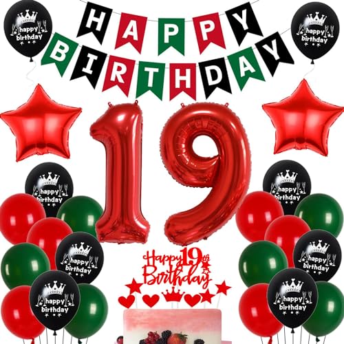 Luftballon 19. Geburtstag Rot Grün, Deko 19 Geburtstag Mädchen Junge, 19 Jahr Geburtstagdeko Rot Grün Schwarz, Junge Mädchen 19. Party Deko, 19 Jahr Geburtstag Grün Rot Party Ballons Luftballon 19. Geburtstag Rot Grün, Deko 19 Geburtstag Mädchen Junge, 19 Jahr Geburtstagdeko Rot Grün Schwarz, Junge Mädchen 19. Party Deko, 19 Jahr Geburtstag Grün Rot Party Ballons von Ohaoduo