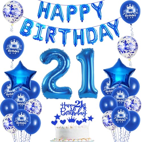 Luftballons 21. Geburtstag Dekoration mann blau happy birthday 21th Geburtstag Party Deko Set 21 geburtstag deko männer 21 jahre blau Folienballons Luftballons 21. Geburtstag Dekoration mann blau happy birthday 21th Geburtstag Party Deko Set 21 geburtstag deko männer 21 jahre blau Folienballons von Ohaoduo