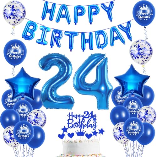 Luftballons 24. Geburtstag Dekoration mann blau happy birthday 24th Geburtstag Party Deko Set 24 geburtstag deko männer 24 jahre blau Folienballons Luftballons 24. Geburtstag Dekoration mann blau happy birthday 24th Geburtstag Party Deko Set 24 geburtstag deko männer 24 jahre blau Folienballons von Ohaoduo