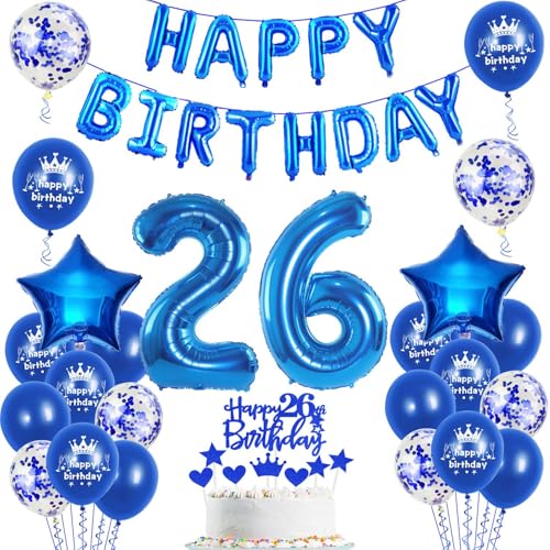 Luftballons 26. Geburtstag Dekoration mann blau happy birthday 26th Geburtstag Party Deko Set 26 geburtstag deko männer 26 jahre blau Folienballons Luftballons 26. Geburtstag Dekoration mann blau happy birthday 26th Geburtstag Party Deko Set 26 geburtstag deko männer 26 jahre blau Folienballons von Ohaoduo