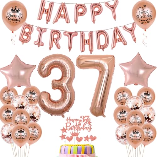 Luftballons 37. Geburtstag Dekoration frau Rosegold 37th Geburtstag Party Deko Set 37 geburtstag deko frauen von Ohaoduo
