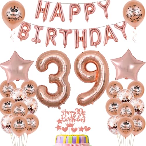 Luftballons 39. Geburtstag Dekoration frau Rosegold 39th Geburtstag Party Deko Set 39 geburtstag deko frauen von Ohaoduo