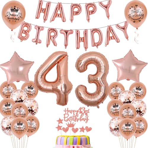 Luftballons 43. Geburtstag Dekoration frau Rosegold 43th Geburtstag Party Deko Set 43 geburtstag deko frauen von Ohaoduo