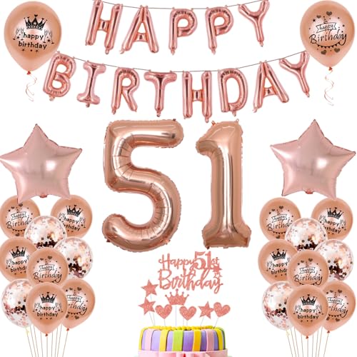 Luftballons 51. Geburtstag Dekoration frau Rosegold 51th Geburtstag Party Deko Set 51 geburtstag deko frauen 51 jahre Rosegold 51 Folienballons 51 rosegold(51) von Ohaoduo