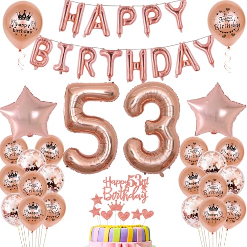 Luftballons 53. Geburtstag Dekoration frau Rosegold 53th Geburtstag Party Deko Set 53 geburtstag deko frauen 53 jahre Rosegold 53 Folienballons 53 rosegold(53) von Ohaoduo