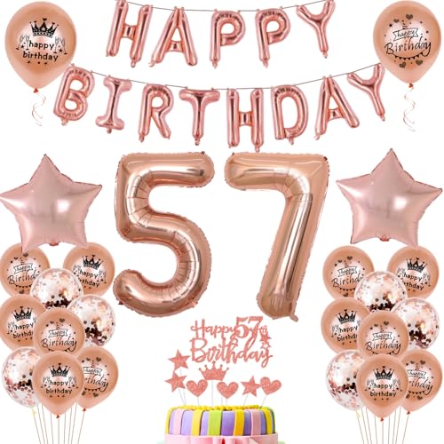 Luftballons 57. Geburtstag Dekoration frau Rosegold 57th Geburtstag Party Deko Set 57 geburtstag deko frauen 57 jahre geburtstag frau deko Rosegold 57 geburtstag frau Folienballons 57 rosegold(57) von Ohaoduo