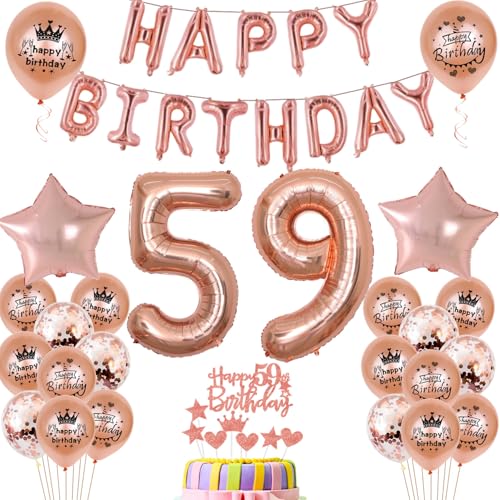 Luftballons 59. Geburtstag Dekoration frau Rosegold 59th Geburtstag Party Deko Set 59 geburtstag deko frauen 59 jahre Rosegold 59 Folienballons 59 rosegold(59) von Ohaoduo