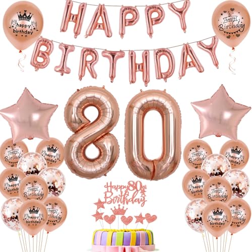 Luftballons 80. Geburtstag Dekoration frau Rosegold 80th Geburtstag Party Deko Set 80 geburtstag deko frauen 80 jahre Rosegold 80 Folienballons 80 rosegold(80) von Ohaoduo