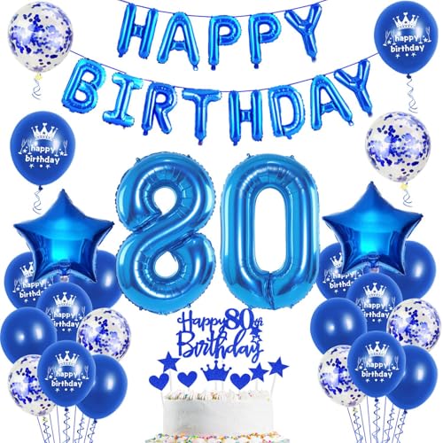 Luftballons 80. Geburtstag Dekoration mann blau happy birthday 80th Geburtstag Party Deko Set 80 geburtstag deko männer 80 jahre blau Folienballons Luftballons 80. Geburtstag Dekoration mann blau happy birthday 80th Geburtstag Party Deko Set 80 geburtstag deko männer 80 jahre blau Folienballons von Ohaoduo