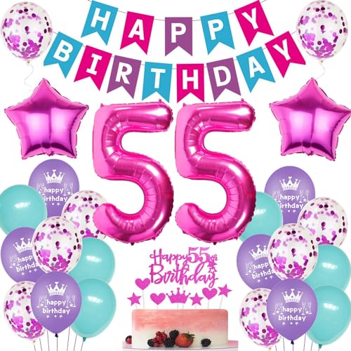 Luftballons 55. Geburtstag Rosa - Geburtstagsdeko für Frauen, Party Dekoration und Tortendeko Luftballons 55. Geburtstag Rosa - Geburtstagsdeko für Frauen, Party Dekoration und Tortendeko von Ohaoduo