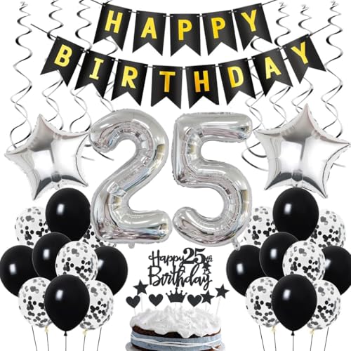Ohaoduo 25. Geburtstag Dekoration, Geburtstagsdeko 25 Jahre Männer, 25. Geburtstag Mann Deko, 25 Ballon Schwarz und Silber Deko, Luftballon 25. Geburtstag Party Deko, Deko 25 Geburtstag Mann Frau Ohaoduo 25. Geburtstag Dekoration, Geburtstagsdeko 25 Jahre Männer, 25. Geburtstag Mann Deko, 25 Ballon Schwarz und Silber Deko, Luftballon 25. Geburtstag Party Deko, Deko 25 Geburtstag Mann Frau von Ohaoduo