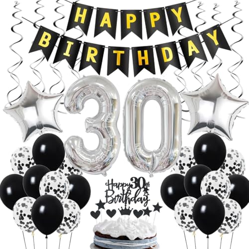 Ohaoduo 30. Geburtstag Dekoration, Geburtstagsdeko 30 Jahre Männer, 30. Geburtstag Mann Deko, 30 Ballon Schwarz und Silber Deko, Luftballon 30. Geburtstag Party Deko, Deko 30 Geburtstag Mann Frau Ohaoduo 30. Geburtstag Dekoration, Geburtstagsdeko 30 Jahre Männer, 30. Geburtstag Mann Deko, 30 Ballon Schwarz und Silber Deko, Luftballon 30. Geburtstag Party Deko, Deko 30 Geburtstag Mann Frau von Ohaoduo
