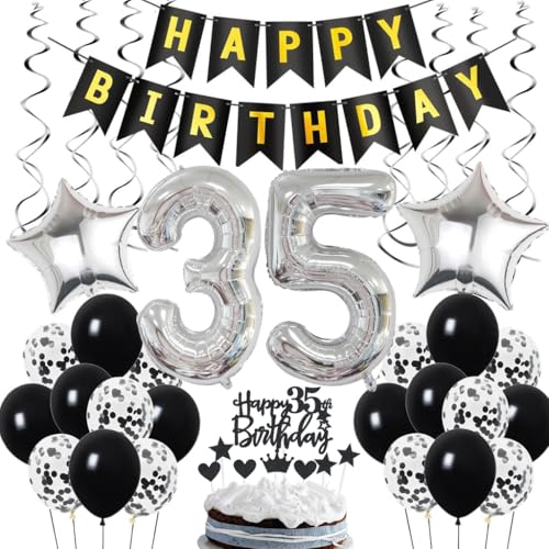 Ohaoduo 35. Geburtstag Dekoration, Geburtstagsdeko 35 Jahre Männer, 35. Geburtstag Mann Deko, 35 Ballon Schwarz und Silber Deko, Luftballon 35. Geburtstag Party Deko, Deko 35 Geburtstag Mann Frau Ohaoduo 35. Geburtstag Dekoration, Geburtstagsdeko 35 Jahre Männer, 35. Geburtstag Mann Deko, 35 Ballon Schwarz und Silber Deko, Luftballon 35. Geburtstag Party Deko, Deko 35 Geburtstag Mann Frau von Ohaoduo