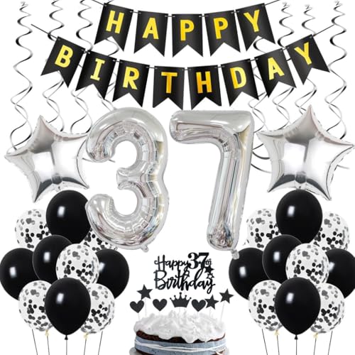 Ohaoduo 37. Geburtstag Dekoration, Geburtstagsdeko 37 Jahre Männer, 37. Geburtstag Mann Deko, 37 Ballon Schwarz und Silber Deko, Luftballon 37. Geburtstag Party Deko, Deko 37 Geburtstag Mann Frau Ohaoduo 37. Geburtstag Dekoration, Geburtstagsdeko 37 Jahre Männer, 37. Geburtstag Mann Deko, 37 Ballon Schwarz und Silber Deko, Luftballon 37. Geburtstag Party Deko, Deko 37 Geburtstag Mann Frau von Ohaoduo