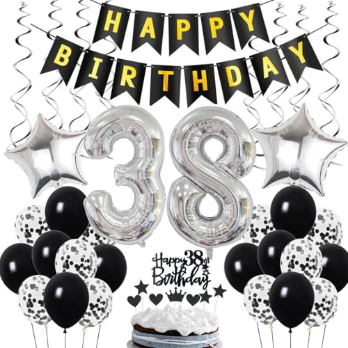 Ohaoduo 38. Geburtstag Dekoration, Geburtstagsdeko 38 Jahre Männer, 38. Geburtstag Mann Deko, 38 Ballon Schwarz und Silber Deko, Luftballon 38. Geburtstag Party Deko, Deko 38 Geburtstag Mann Frau Ohaoduo 38. Geburtstag Dekoration, Geburtstagsdeko 38 Jahre Männer, 38. Geburtstag Mann Deko, 38 Ballon Schwarz und Silber Deko, Luftballon 38. Geburtstag Party Deko, Deko 38 Geburtstag Mann Frau von Ohaoduo