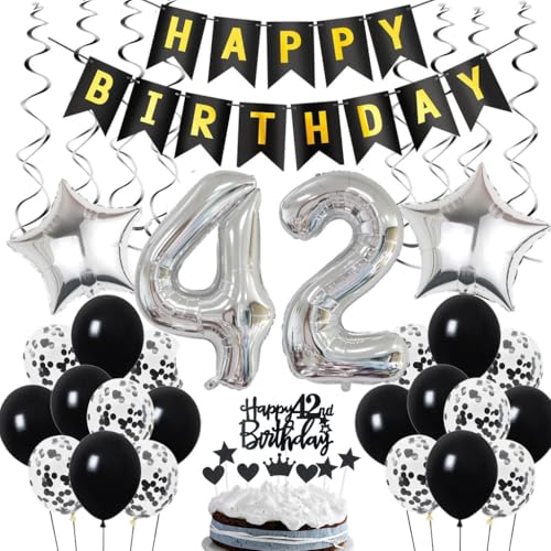 Ohaoduo 42. Geburtstag Dekoration, Geburtstagsdeko 42 Jahre Männer, 42. Geburtstag Mann Deko, 42 Ballon Schwarz und Silber Deko, Luftballon 42. Geburtstag Party Deko, Deko 42 Geburtstag Mann Frau Ohaoduo 42. Geburtstag Dekoration, Geburtstagsdeko 42 Jahre Männer, 42. Geburtstag Mann Deko, 42 Ballon Schwarz und Silber Deko, Luftballon 42. Geburtstag Party Deko, Deko 42 Geburtstag Mann Frau von Ohaoduo